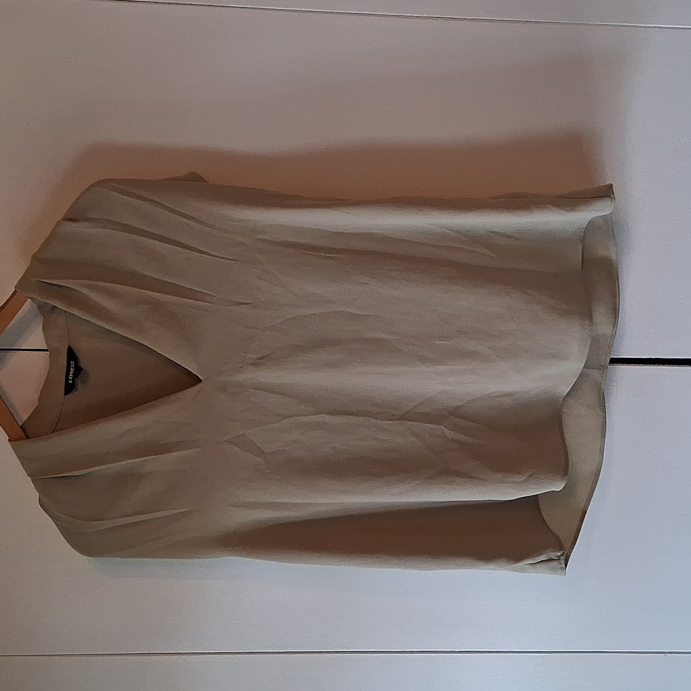 Express Tan V-Neck Top
